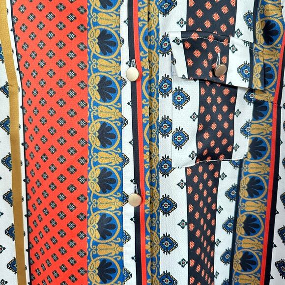 House of Harlow 1960 x Revolve Glenn Blouse in Ivory Pajama Print Long Sleeve XS - Picture 4 of 10